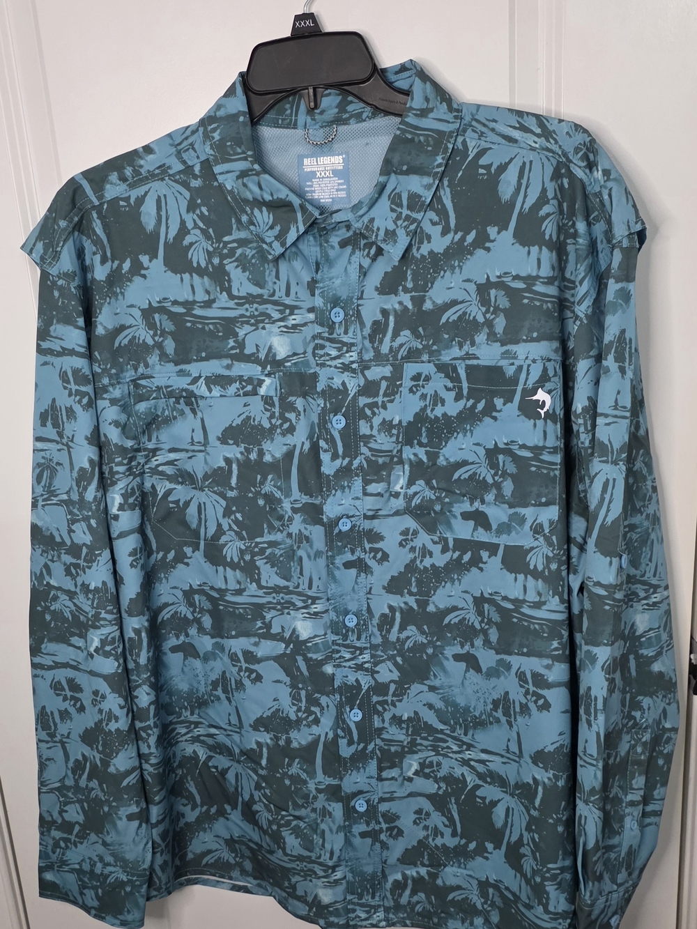 Reel Legends Teal & Dark Green Tropical-Print Lightweight Shirt Jacket
